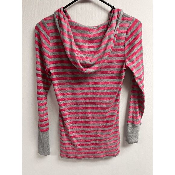 Calvin Klein Womens Performance  Quick Dry Hoodie Gray Red Stripes Medium - Picture 3 of 3